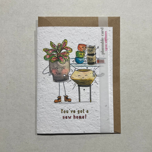 New Home Plant Pots Card