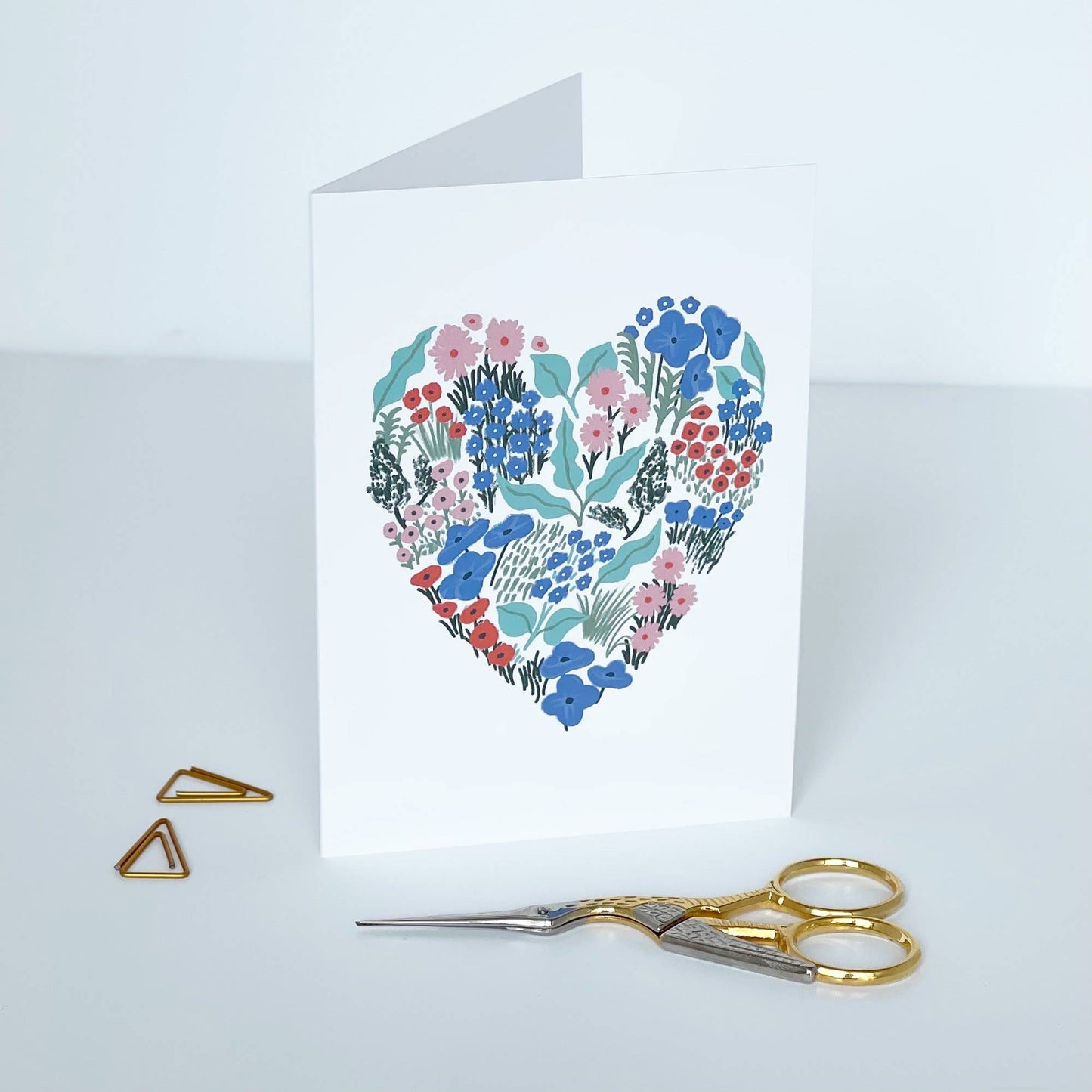 Blue Floral Heart Card