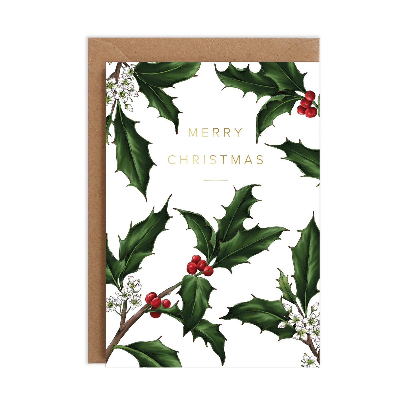 Catherine Lewis Design - Holly Border - White - Christmas Card